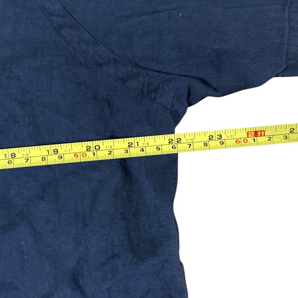 Ralph Lauren Classic Fit 100% Linen S/S Button Up Up Shirt Navy Blue Men's Sz L - Picture 5 of 6